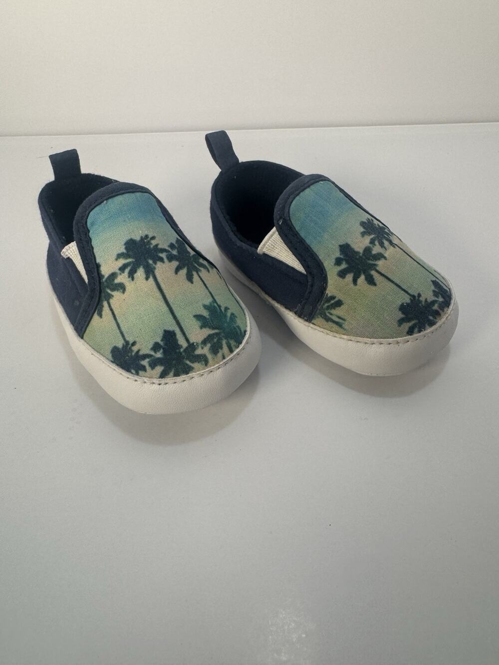 Beverly Hills Polo Club Infant Slip On Shoes Palm Tree Print Navy Size 2